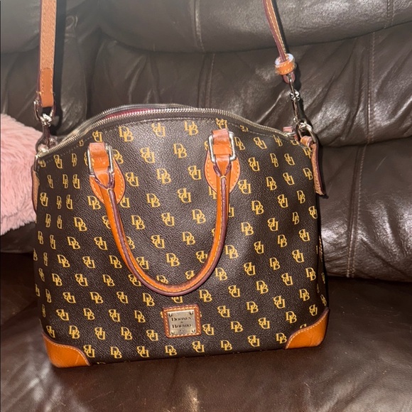 Dooney & Bourke Brown and Tan Structured Satchel